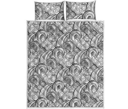 Zentangle Flower Pattern Print Quilt Bed Set