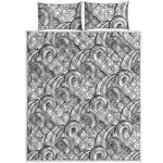 Zentangle Flower Pattern Print Quilt Bed Set