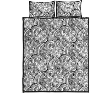 Zentangle Flower Pattern Print Quilt Bed Set