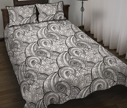 Zentangle Flower Pattern Print Quilt Bed Set