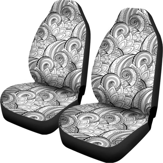 Zentangle Flower Pattern Print Universal Fit Car Seat Covers