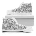 Zentangle Flower Pattern Print White High Top Shoes