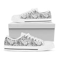 Zentangle Flower Pattern Print White Low Top Sneakers