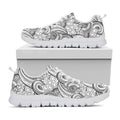 Zentangle Flower Pattern Print White Running Shoes