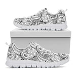 Zentangle Flower Pattern Print White Sneakers