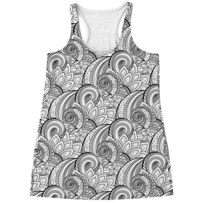 Zentangle Flower Pattern Print Women's Racerback Tank Top