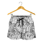 Zentangle Flower Pattern Print Women's Shorts
