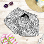 Zentangle Flower Pattern Print Women's Shorts