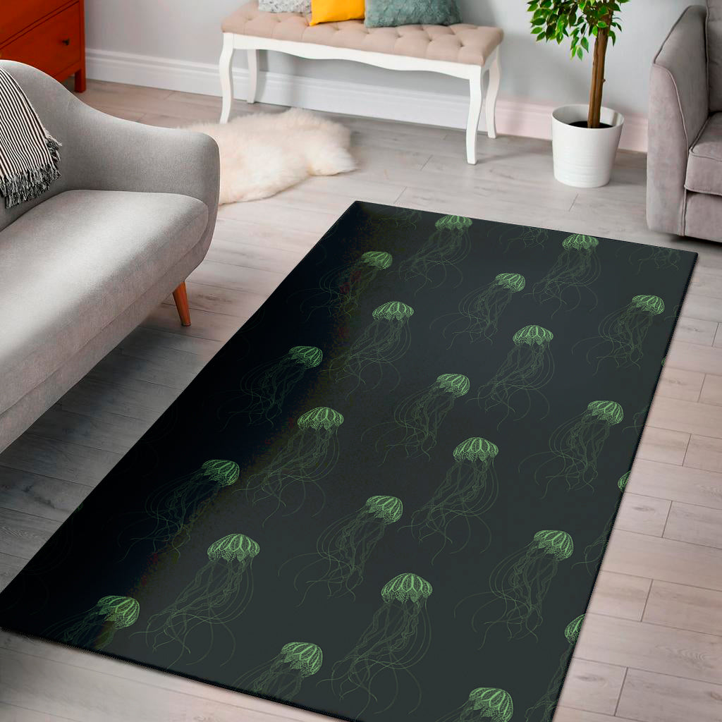 Zentangle Jellyfish Pattern Print Area Rug