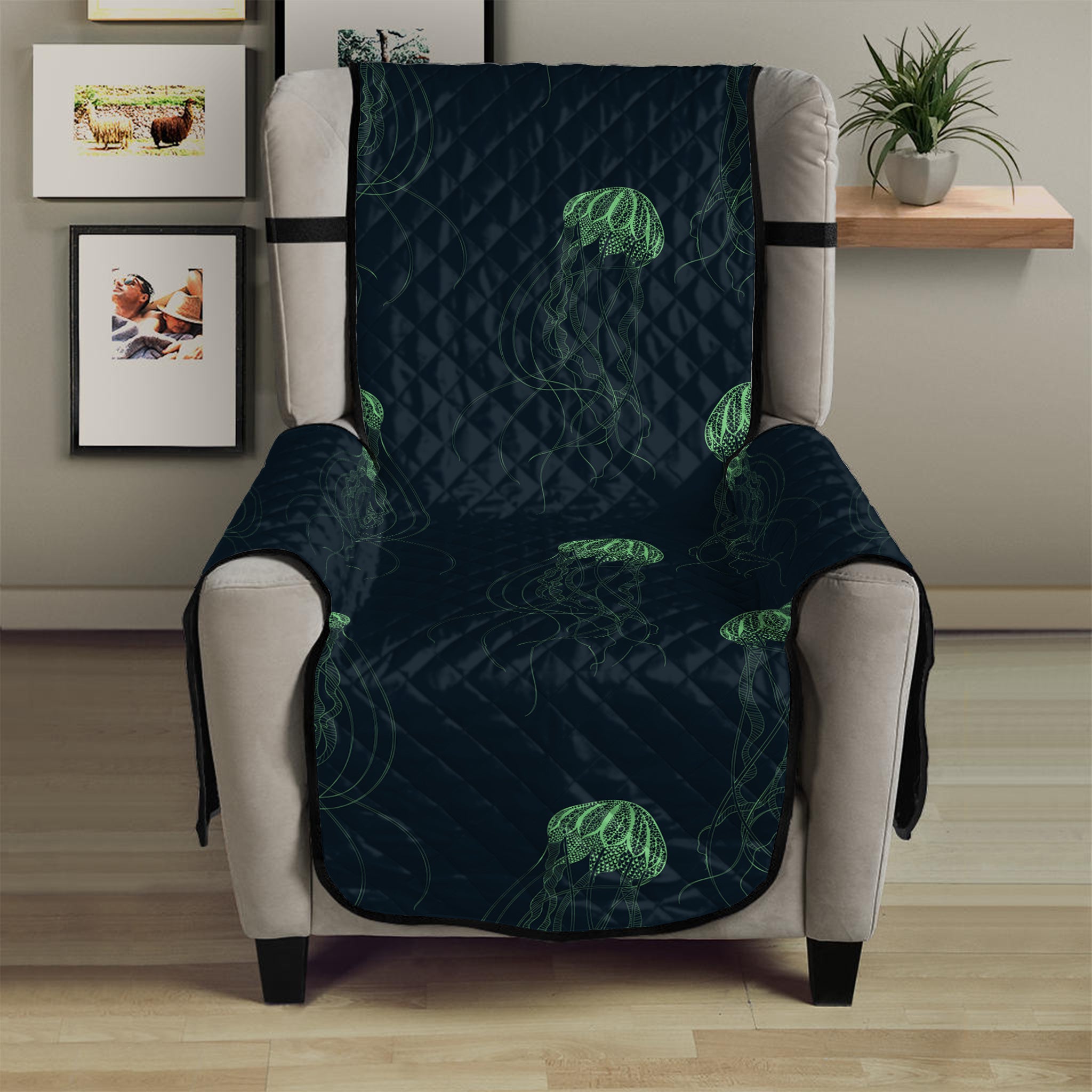 Zentangle Jellyfish Pattern Print Armchair Protector