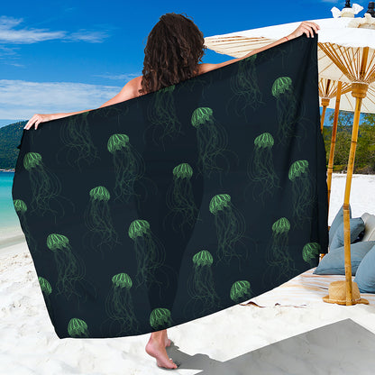 Zentangle Jellyfish Pattern Print Beach Sarong Wrap
