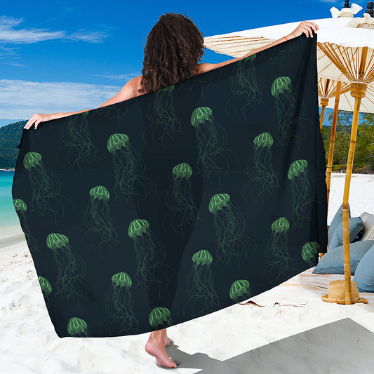 Zentangle Jellyfish Pattern Print Beach Sarong Wrap