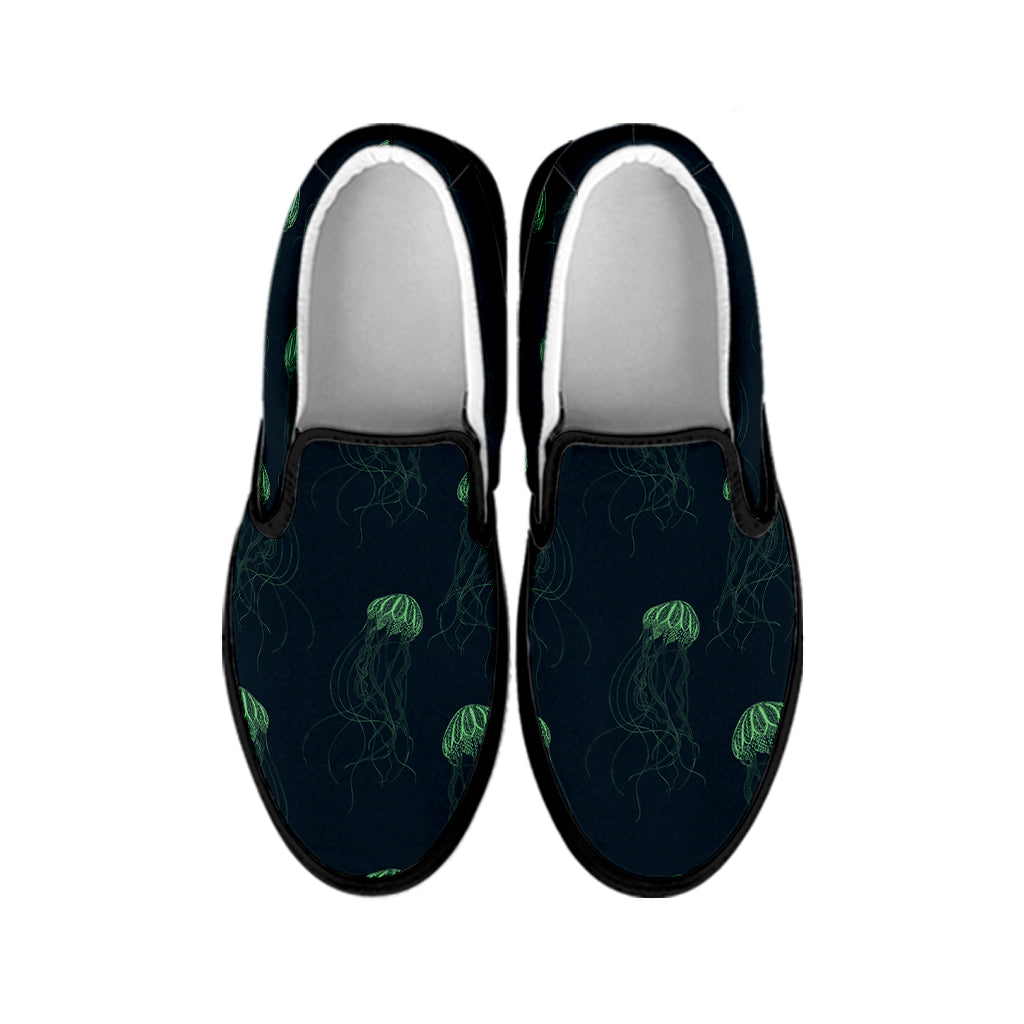 Zentangle Jellyfish Pattern Print Black Slip On Shoes