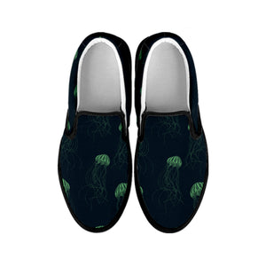 Zentangle Jellyfish Pattern Print Black Slip On Shoes