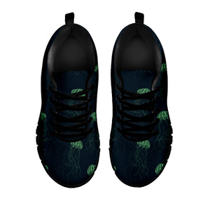 Zentangle Jellyfish Pattern Print Black Sneakers