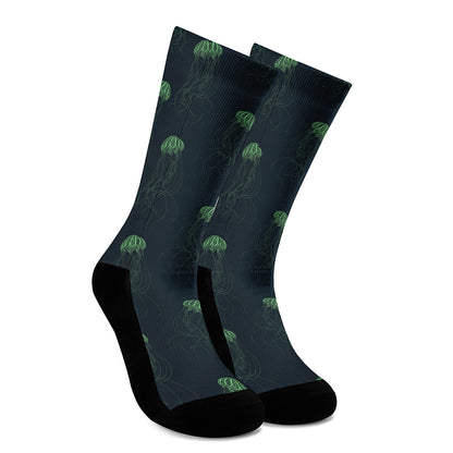 Zentangle Jellyfish Pattern Print Crew Socks