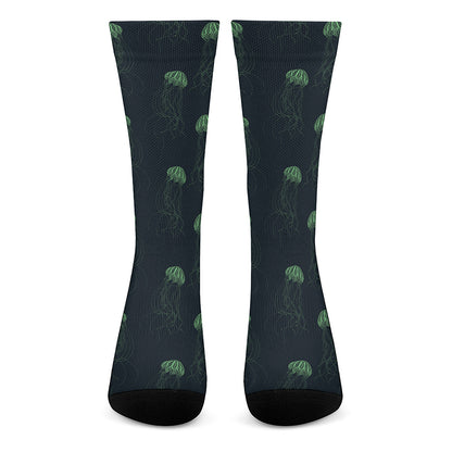 Zentangle Jellyfish Pattern Print Crew Socks