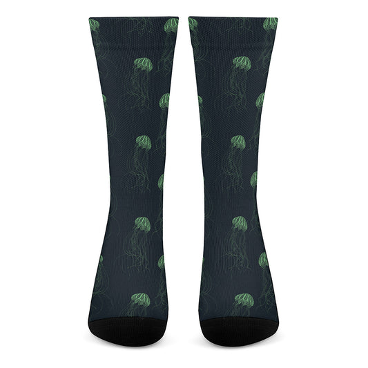 Zentangle Jellyfish Pattern Print Crew Socks