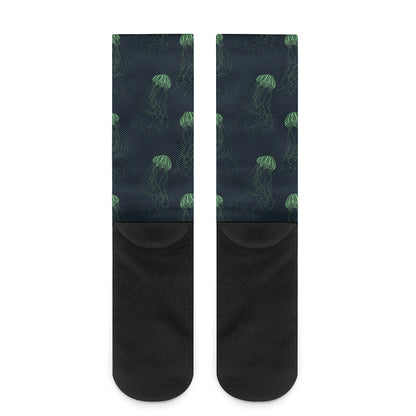 Zentangle Jellyfish Pattern Print Crew Socks