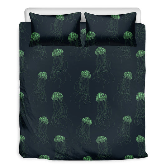Zentangle Jellyfish Pattern Print Duvet Cover Bedding Set