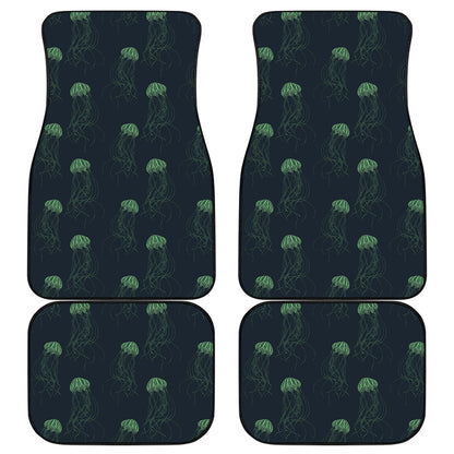 Zentangle Jellyfish Pattern Print Front and Back Car Floor Mats