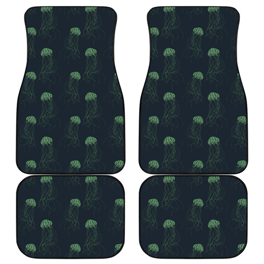 Zentangle Jellyfish Pattern Print Front and Back Car Floor Mats