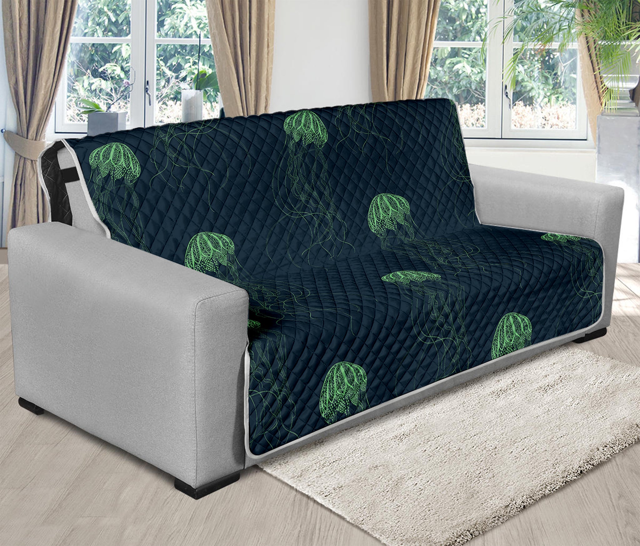 Zentangle Jellyfish Pattern Print Futon Protector