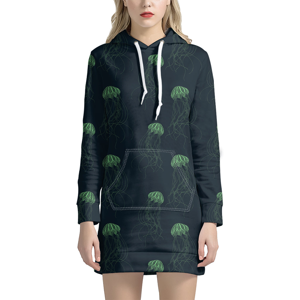 Zentangle Jellyfish Pattern Print Hoodie Dress