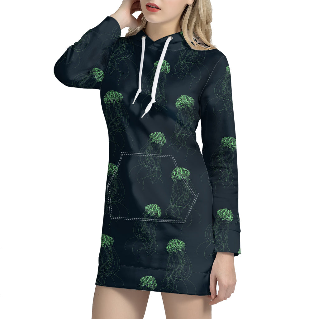 Zentangle Jellyfish Pattern Print Hoodie Dress