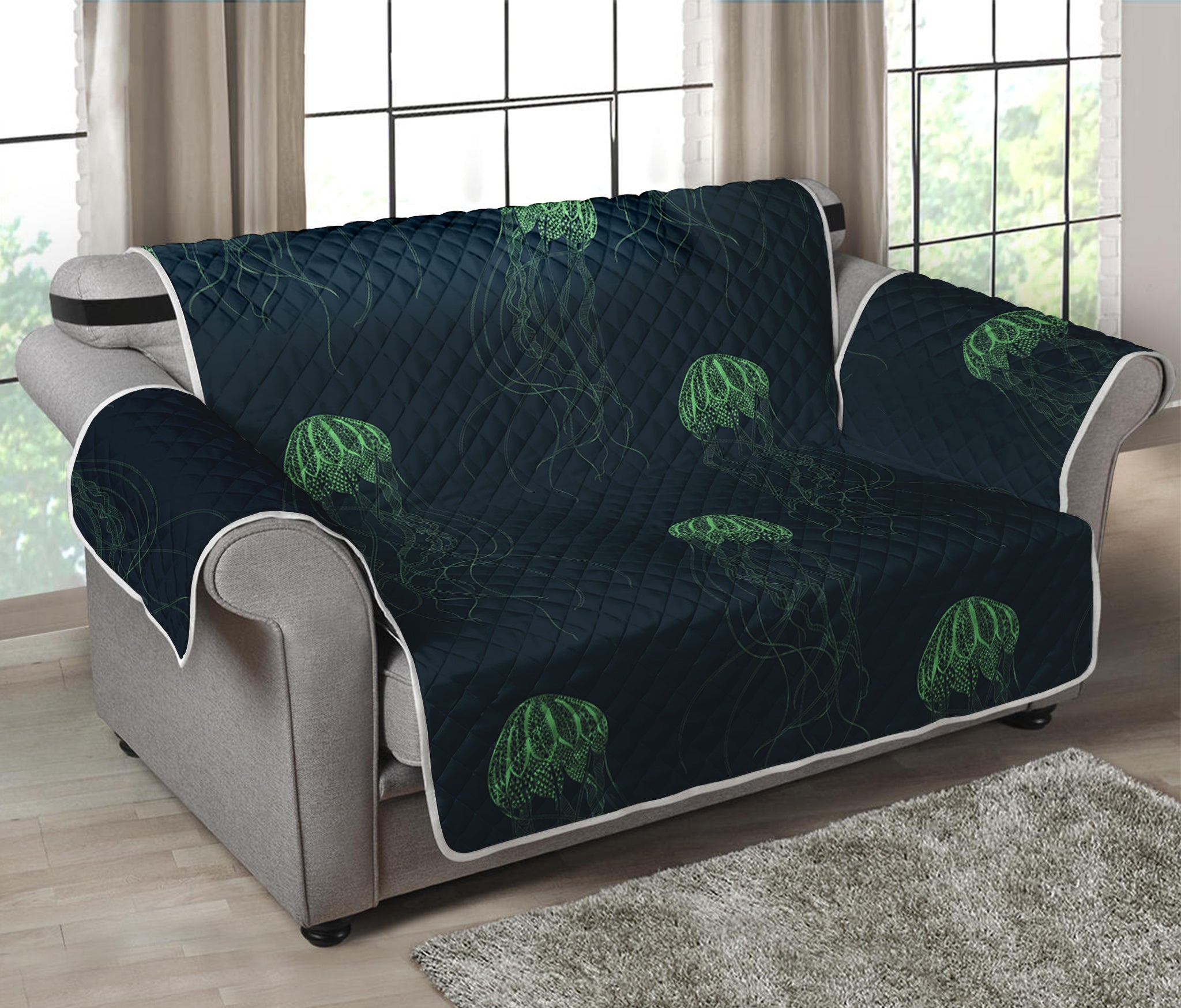 Zentangle Jellyfish Pattern Print Loveseat Protector