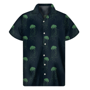 Zentangle Jellyfish Pattern Print Men's Short Sleeve Shirt