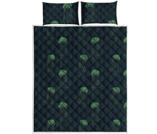 Zentangle Jellyfish Pattern Print Quilt Bed Set