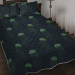 Zentangle Jellyfish Pattern Print Quilt Bed Set