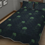 Zentangle Jellyfish Pattern Print Quilt Bed Set