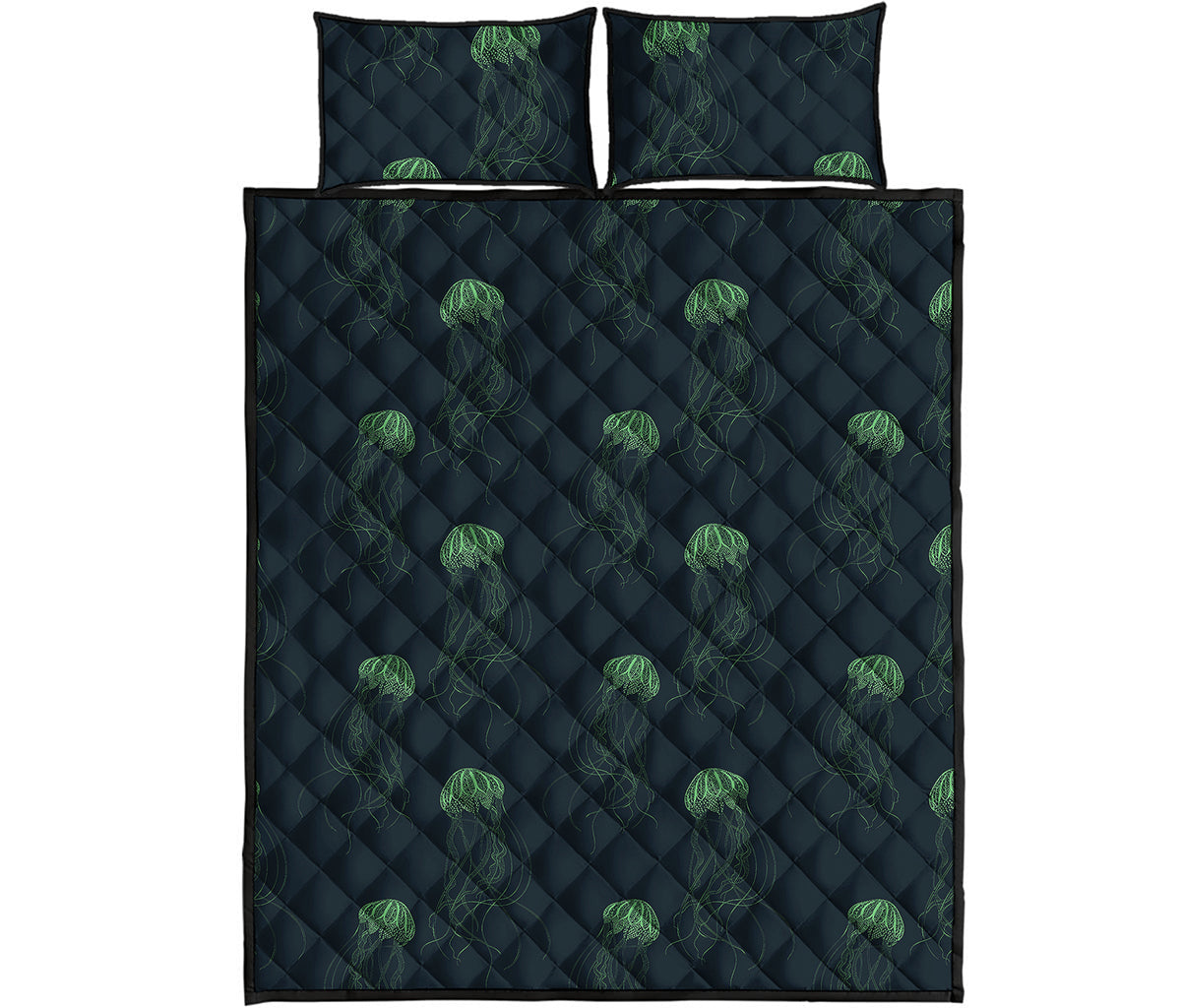 Zentangle Jellyfish Pattern Print Quilt Bed Set