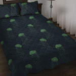Zentangle Jellyfish Pattern Print Quilt Bed Set