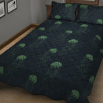 Zentangle Jellyfish Pattern Print Quilt Bed Set