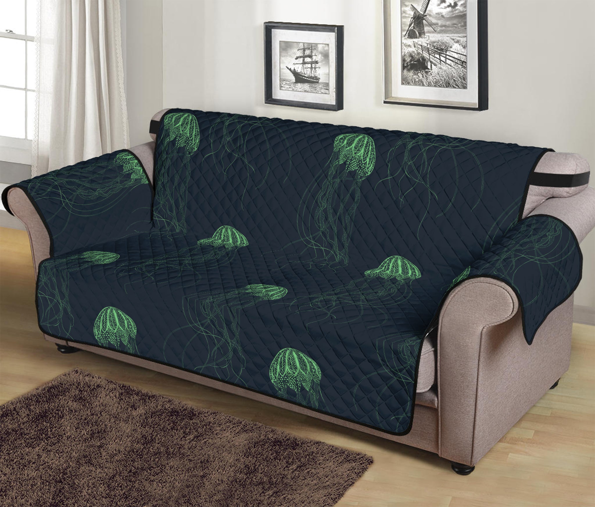 Zentangle Jellyfish Pattern Print Sofa Protector