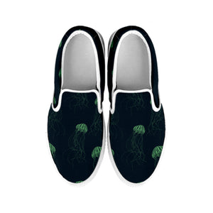 Zentangle Jellyfish Pattern Print White Slip On Shoes