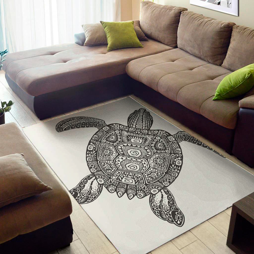 Zentangle Sea Turtle Print Area Rug