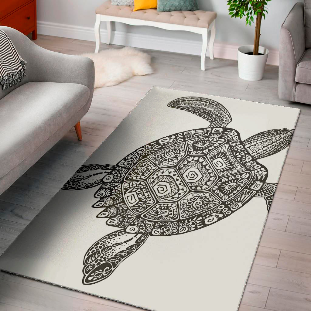 Zentangle Sea Turtle Print Area Rug