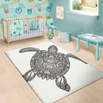 Zentangle Sea Turtle Print Area Rug