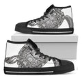 Zentangle Sea Turtle Print Black High Top Sneakers