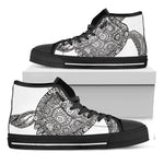 Zentangle Sea Turtle Print Black High Top Shoes