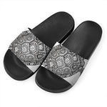 Zentangle Sea Turtle Print Black Slide Sandals