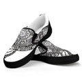 Zentangle Sea Turtle Print Black Slip On Sneakers