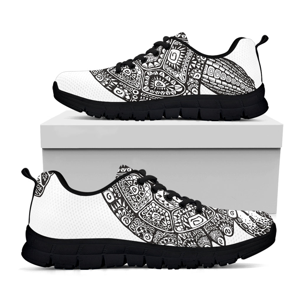 Zentangle Sea Turtle Print Black Sneakers