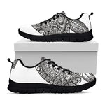 Zentangle Sea Turtle Print Black Sneakers
