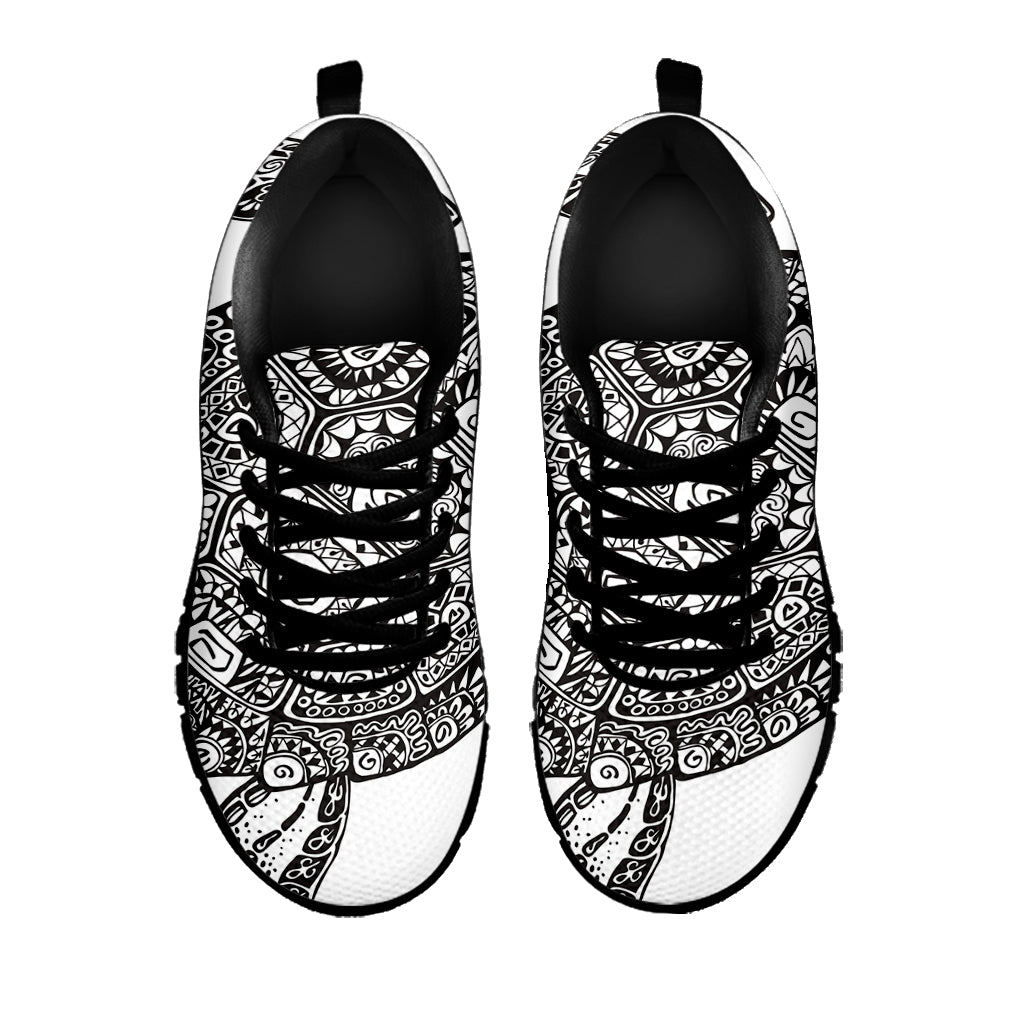 Zentangle Sea Turtle Print Black Sneakers