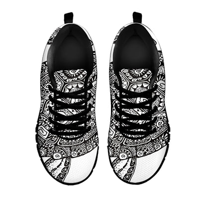 Zentangle Sea Turtle Print Black Sneakers